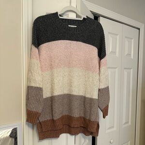 American Eagle Outfitters Black and Pink Crew Neck Sweater